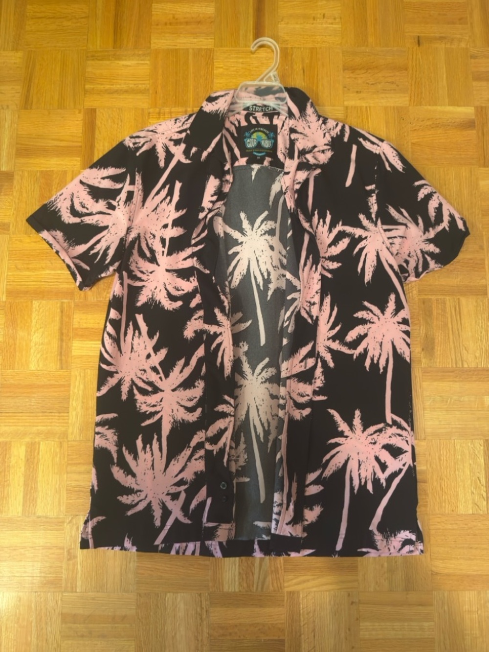Men's Black & Pink Palm-Print Short Sleeve Shirt